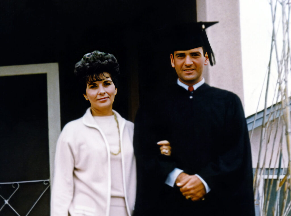 Graduate Roger with his mother in 1966.