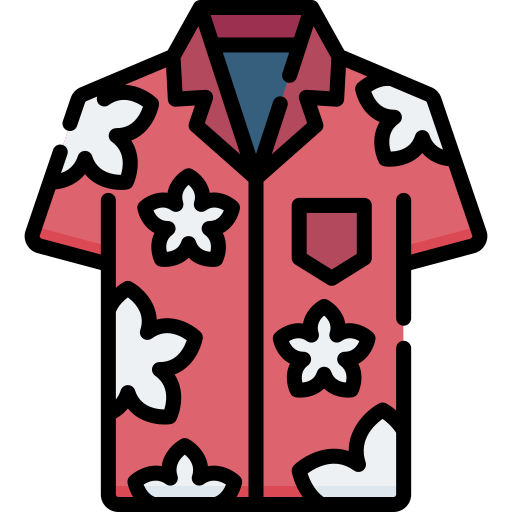 Simple illustration of red aloha shirt